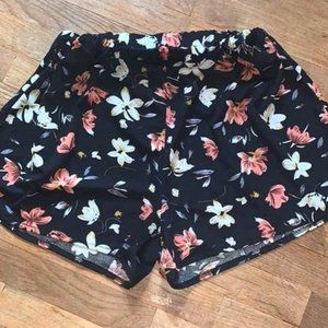 Medium Black and Floral Shorts